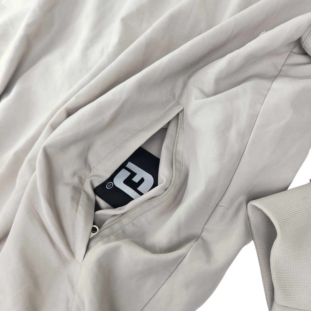FootJoy Golf Windbreaker Pullover Jacket Men's XL Beige 1/4 Snap Windshirt - Picture 14 of 15